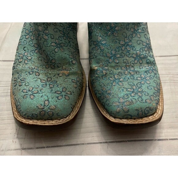 Blue Glitter Roper Cowboy Cowgirl Little Girl Boots, Size Youth 13 - Picture 3 of 6